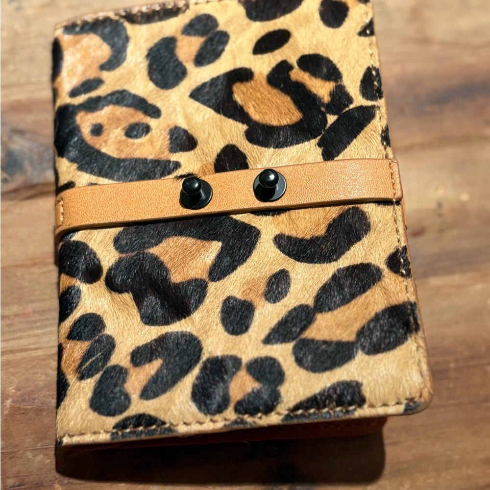 Anthropologie Leopard Print Key & Card Holder - Tan and Black